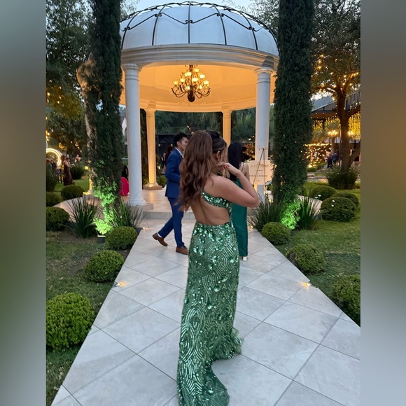 Primavera Couture Sparkling Green Backless Dress - Picture 11 of 11